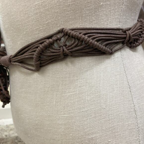 Vintage 12 string women’s one size beaded brown macrame belt - Picture 2 of 5